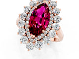 Rose gold Marquise Cut Garnet Floral Double Halo Engagement Ring with Prong Setting_61