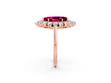 Rose gold Marquise Cut Garnet Floral Double Halo Engagement Ring with Prong Setting_62