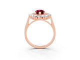 Rose gold Marquise Cut Garnet Floral Double Halo Engagement Ring with Prong Setting_63