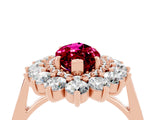 Rose gold Marquise Cut Garnet Floral Double Halo Engagement Ring with Prong Setting_64