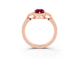 Rose gold Marquise Cut Garnet Halo Ring with Tapered Band and Four-Prong Setting_3