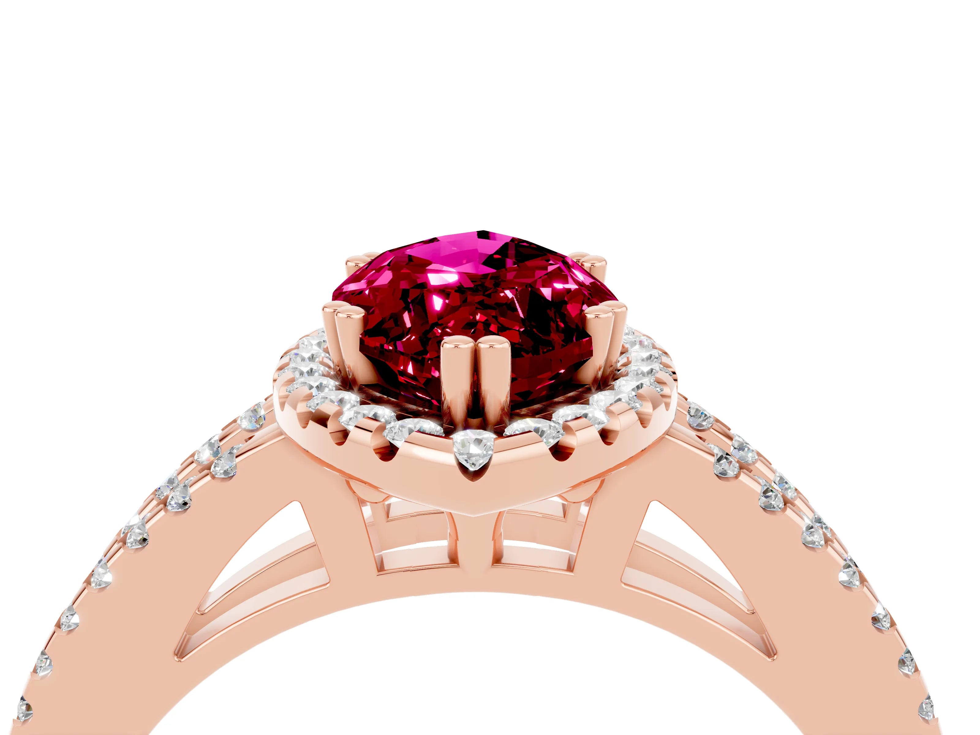 Rose gold Marquise Cut Garnet Halo Split Shank Engagement Ring_16