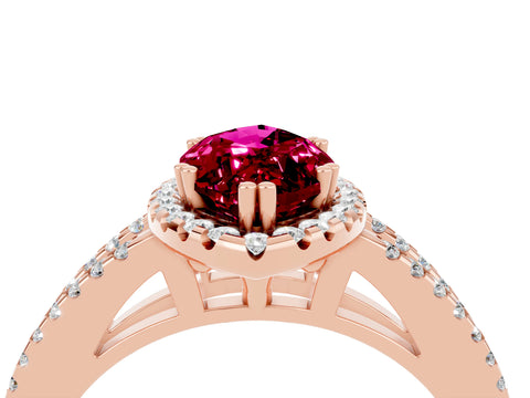 Rose gold Marquise Cut Garnet Halo Split Shank Engagement Ring_16