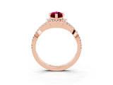 Rose gold Marquise Cut Garnet  Halo Twist Band Solitaire Prong Setting Ring_27
