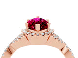 Rose gold Marquise Cut Garnet  Halo Twist Band Solitaire Prong Setting Ring_28