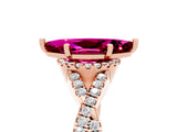 Rose gold Marquise Cut Garnet  Halo Twist Band Solitaire Prong Setting Ring_29