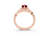 Rose gold Marquise Cut Garnet Halo Twist Band Solitaire Prong Setting Ring_3
