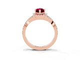 Rose gold Marquise Cut Garnet  Halo Twist Band Solitaire Prong Setting Ring_45