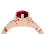 Rose gold Marquise Cut Garnet  Halo Twist Band Solitaire Prong Setting Ring_46