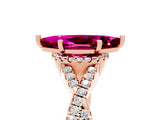Rose gold Marquise Cut Garnet  Halo Twist Band Solitaire Prong Setting Ring_47