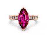 Rose gold Marquise Cut Garnet Milgrain Pavé Engagement Ring with Four-Prong Setting