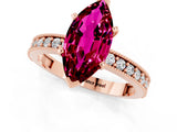 Rose gold Marquise Cut Garnet Milgrain Pavé Engagement Ring with Four-Prong Setting_1