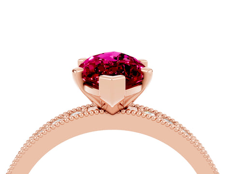 Rose gold Marquise Cut Garnet Milgrain Pavé Engagement Ring with Four-Prong Setting_4