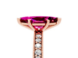 Rose gold Marquise Cut Garnet Milgrain Pavé Engagement Ring with Four-Prong Setting_5