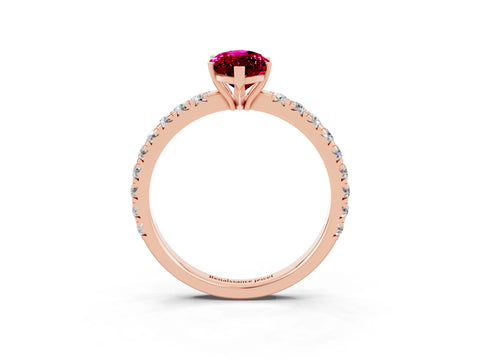 Rose gold Marquise Cut Garnet Pavé Solitaire Engagement Ring with Four-Prong Setting_15