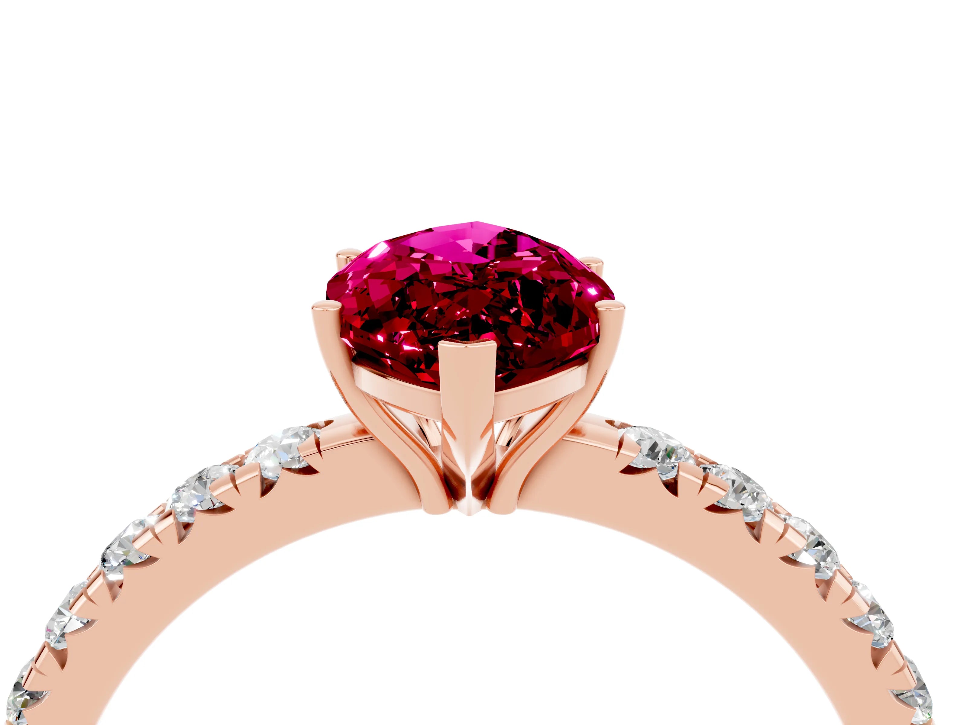 Rose gold Marquise Cut Garnet Pavé Solitaire Engagement Ring with Four-Prong Setting_16