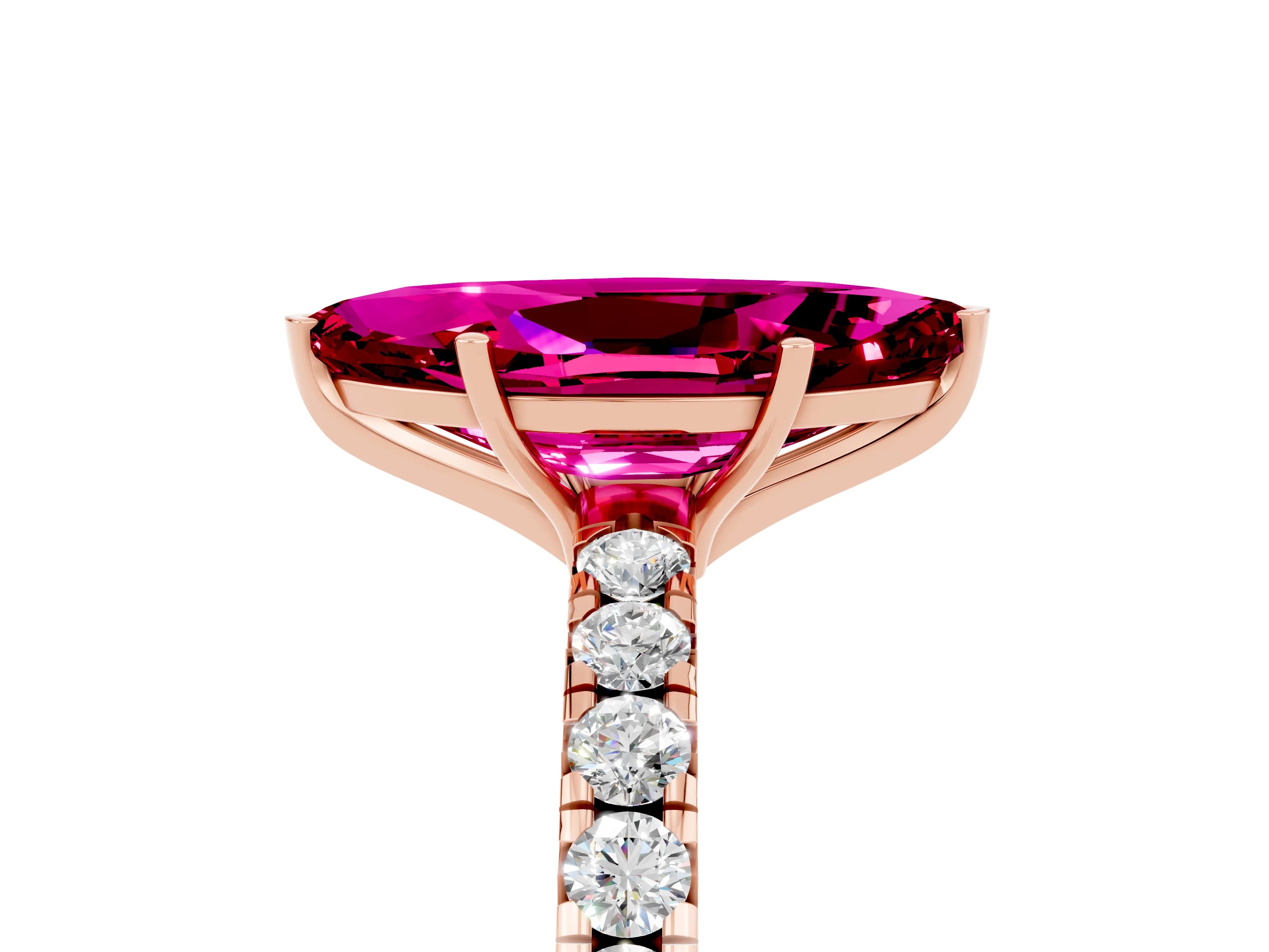 Rose gold Marquise Cut Garnet Pavé Solitaire Engagement Ring with Four-Prong Setting_17