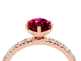 Rose gold Marquise Cut Garnet Pavé Solitaire Ring with Round Band and Prong Setting_28
