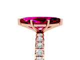 Rose gold Marquise Cut Garnet Pavé Solitaire Ring with Round Band and Prong Setting_29