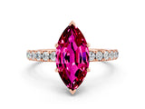 Rose gold Marquise Cut Garnet Pave Band Solitaire Ring with Four-Prong Setting_24