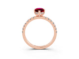 Rose gold Marquise Cut Garnet Pave Band Solitaire Ring with Four-Prong Setting_27