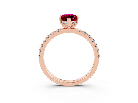 Rose gold Marquise Cut Garnet Pave Band Solitaire Ring with Four-Prong Setting_27
