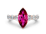 Rose gold Marquise Cut Garnet Prong Setting with Side Stones on a Pave Band