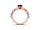 Rose gold Marquise Cut Garnet Prong Setting with Side Stones on a Pave Band_3