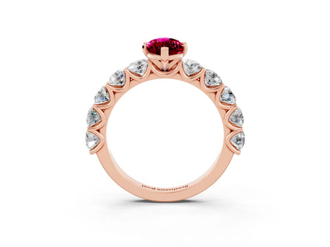 Rose gold Marquise Cut Garnet Prong Setting with Side Stones on a Pave Band_3