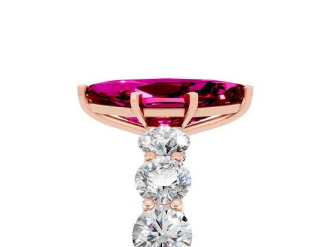 Rose gold Marquise Cut Garnet Prong Setting with Side Stones on a Pave Band_5