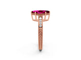 Rose gold Marquise Cut Garnet Ring with Milgrain Pavé Band and Four-Prong Setting_14