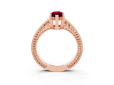 Rose gold Marquise Cut Garnet Ring with Milgrain Pavé Band and Four-Prong Setting_15