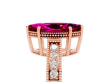 Rose gold Marquise Cut Garnet Ring with Milgrain Pavé Band and Four-Prong Setting_17