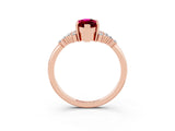 Rose gold Marquise Cut Garnet Ring with Side Stones and Four-Prong Setting_39