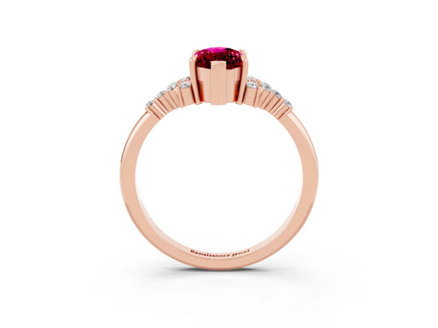 Rose gold Marquise Cut Garnet Ring with Side Stones and Four-Prong Setting_39