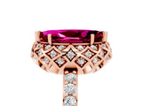 Rose gold Marquise Cut Garnet Scalloped Halo Engagement Ring with Round Shared Prong Band_17