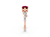 Rose gold Marquise Cut Garnet Scattered Round Accent Ring with Prong Setting_14