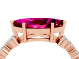Rose gold Marquise Cut Garnet Scattered Round Accent Ring with Prong Setting_16