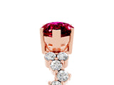 Rose gold Marquise Cut Garnet Scattered Round Accent Ring with Prong Setting_17
