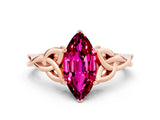 Rose gold Marquise Cut Garnet Solitaire Celtic Knot Ring with Four-Prong Setting_12