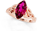 Rose gold Marquise Cut Garnet Solitaire Celtic Knot Ring with Four-Prong Setting_13