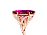 Rose gold Marquise Cut Garnet Solitaire Celtic Knot Ring with Four-Prong Setting_17