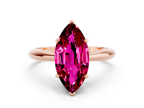Rose gold Marquise Cut Garnet Solitaire Engagement Ring with Cathedral Setting and Four-Prong Mount_12