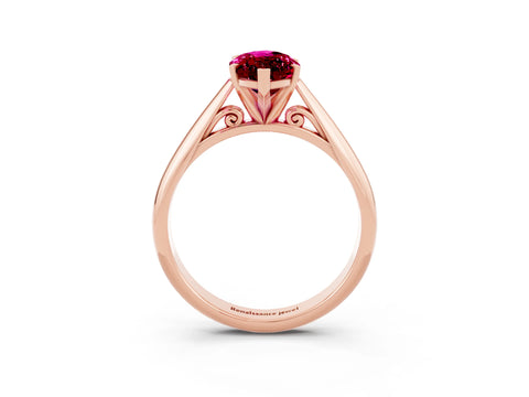 Rose gold Marquise Cut Garnet Solitaire Engagement Ring with Cathedral Setting and Four-Prong Mount_15