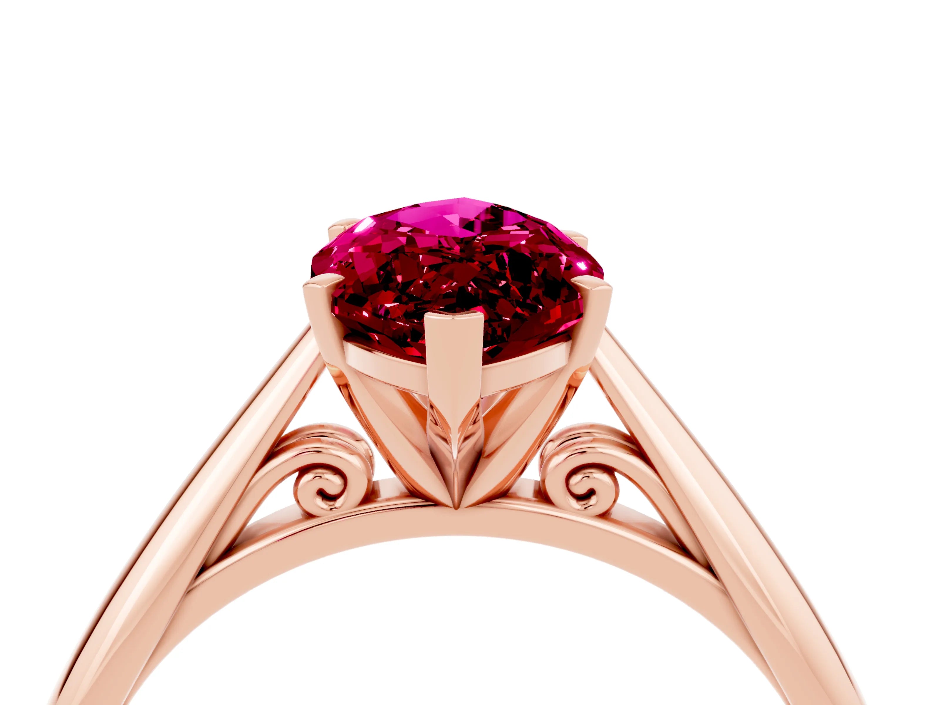 Rose gold Marquise Cut Garnet Solitaire Engagement Ring with Cathedral Setting and Four-Prong Mount_16