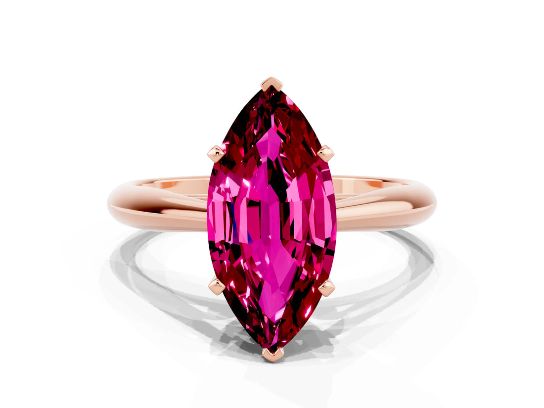Rose gold Marquise Cut Garnet Solitaire Engagement Ring with Cathedral Setting and Four-Prong Mount_66