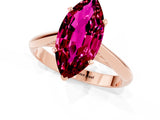 Rose gold Marquise Cut Garnet Solitaire Engagement Ring with Cathedral Setting and Four-Prong Mount_67
