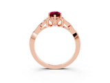 Rose gold Marquise Cut Garnet Solitaire Engagement Ring with Celtic Knot Band and Four-Prong Setting_3