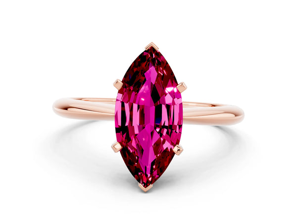 Rose gold Marquise Cut Garnet Solitaire Engagement Ring with Classic Band and Four-Prong Setting