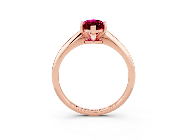 Rose gold Marquise Cut Garnet Solitaire Engagement Ring with Classic Band and Four-Prong Setting